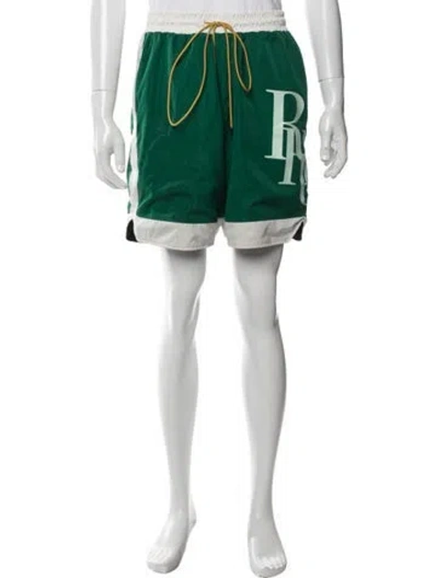 Pre-owned Rhude Graphic Print Athletic Shorts In Green