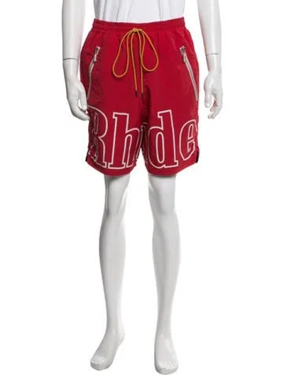 Pre-owned Rhude Graphic Print Athletic Shorts In Red