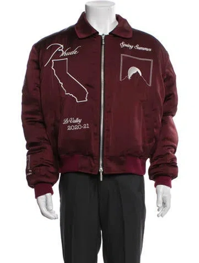 Pre-owned Rhude Graphic Print Bomber Jacket In Burgundy