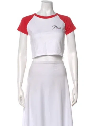 Pre-owned Rhude Graphic Print Crew Neck Crop Top In White