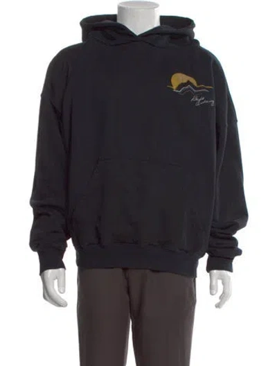 Pre-owned Rhude Graphic Print Crew Neck Hoodie In Black