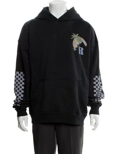 Pre-owned Rhude Graphic Print Crew Neck Hoodie In Black