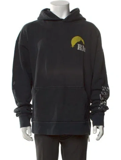 Pre-owned Rhude Graphic Print Crew Neck Hoodie In Black