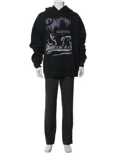 Pre-owned Rhude Graphic Print Crew Neck Hoodie In Black