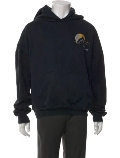 Pre-owned Rhude Graphic Print Crew Neck Hoodie In Blue
