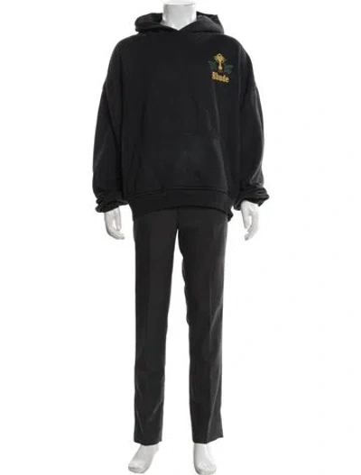 Pre-owned Rhude Graphic Print Crew Neck Hoodie In Blue