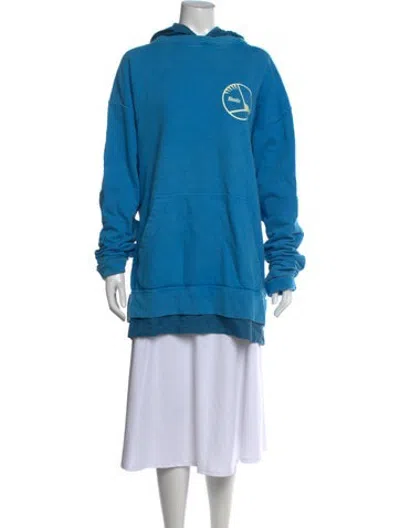 Pre-owned Rhude Graphic Print Crew Neck Hoodie In Blue
