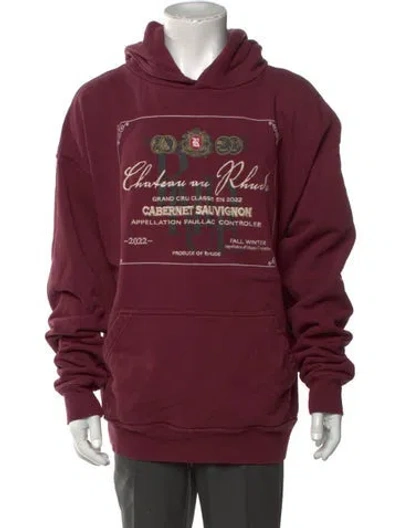 Pre-owned Rhude Graphic Print Crew Neck Hoodie In Burgundy