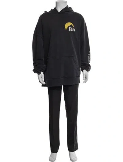 Pre-owned Rhude Graphic Print Crew Neck Hoodie In Gray