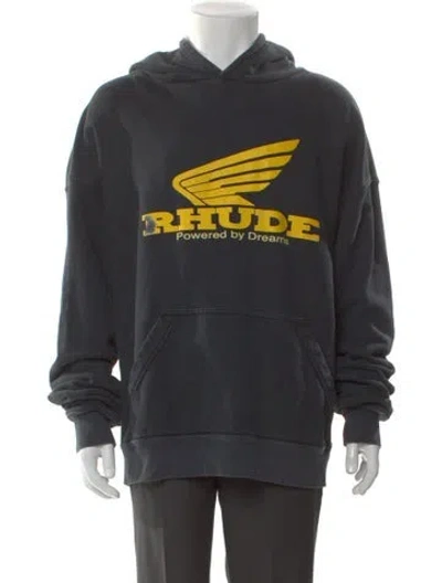 Pre-owned Rhude Graphic Print Crew Neck Hoodie In Gray