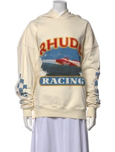 Pre-owned Rhude Graphic Print Crew Neck Hoodie In Neutrals