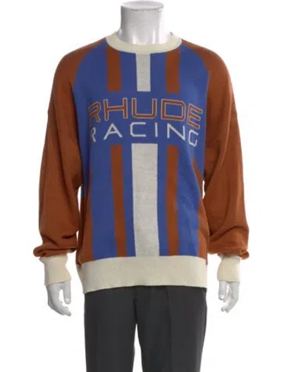 Pre-owned Rhude Graphic Print Crew Neck Pullover In Brown