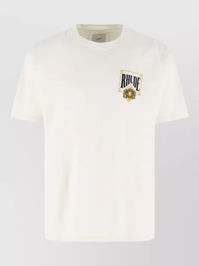 Rhude Graphic Print Crew Neck Short Sleeve Top In White