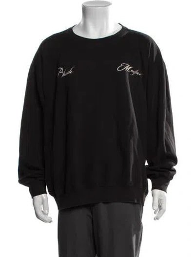 Pre-owned Rhude Graphic Print Crew Neck Sweatshirt In Black