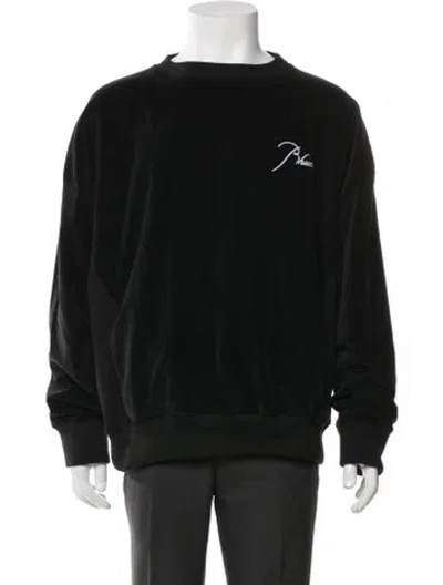 Pre-owned Rhude Graphic Print Crew Neck Sweatshirt In Black