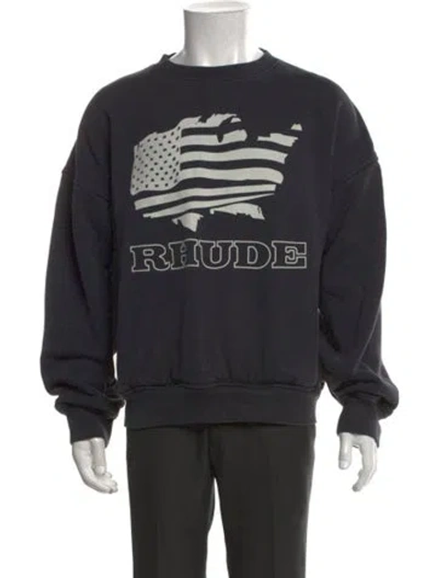 Pre-owned Rhude Graphic Print Crew Neck Sweatshirt In Blue