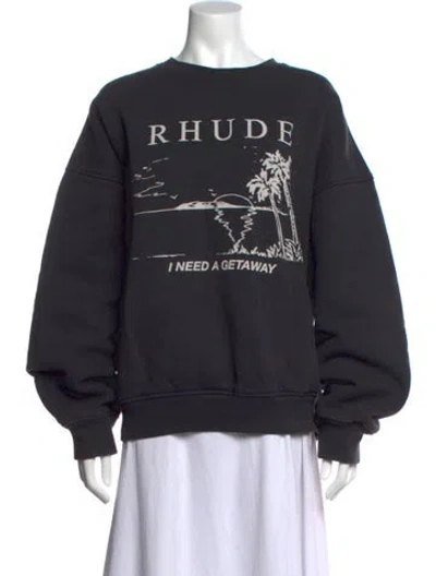 Pre-owned Rhude Graphic Print Crew Neck Sweatshirt In Gray