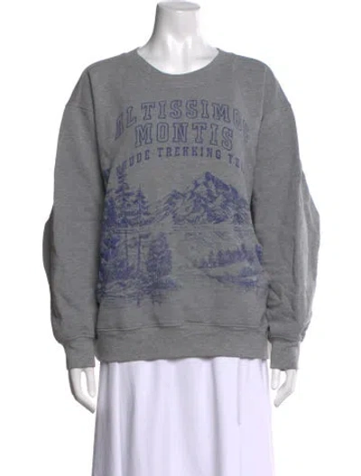 Pre-owned Rhude Graphic Print Crew Neck Sweatshirt In Gray