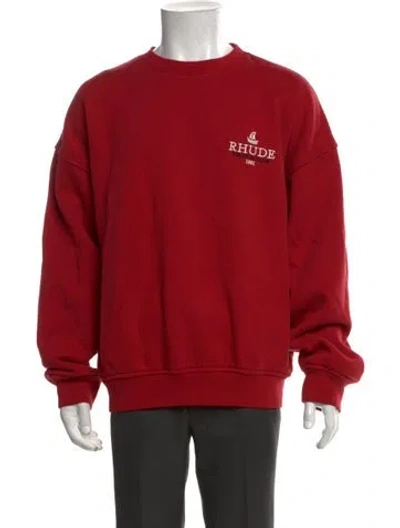Pre-owned Rhude Graphic Print Crew Neck Sweatshirt In Red