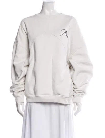 Pre-owned Rhude Graphic Print Crew Neck Sweatshirt In White