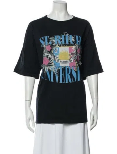 Pre-owned Rhude Graphic Print Crew Neck T-shirt In Black