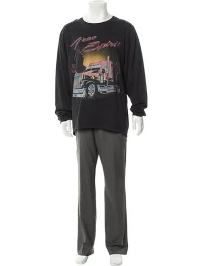 Pre-owned Rhude Graphic Print Crew Neck T-shirt In Black