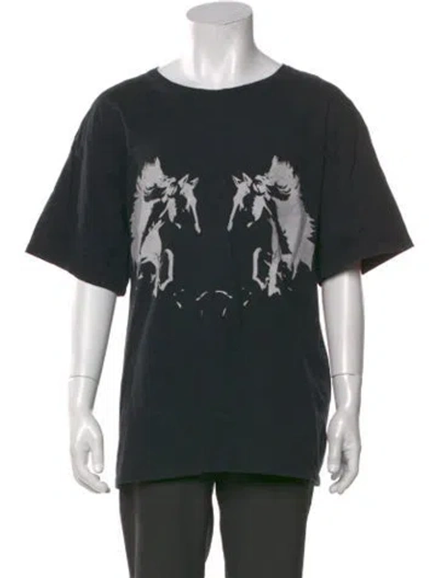 Pre-owned Rhude Graphic Print Crew Neck T-shirt In Black