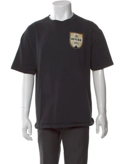 Pre-owned Rhude Graphic Print Crew Neck T-shirt In Black