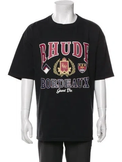 Pre-owned Rhude Graphic Print Crew Neck T-shirt In Black