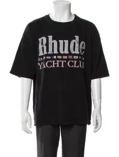 Pre-owned Rhude Graphic Print Crew Neck T-shirt In Black