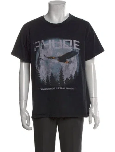 Pre-owned Rhude Graphic Print Crew Neck T-shirt In Black