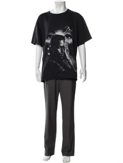 Pre-owned Rhude Graphic Print Crew Neck T-shirt In Black