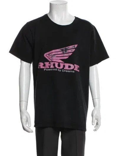 Pre-owned Rhude Graphic Print Crew Neck T-shirt In Black