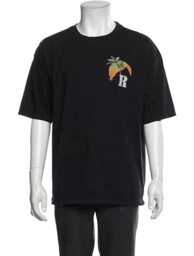 Pre-owned Rhude Graphic Print Crew Neck T-shirt In Black