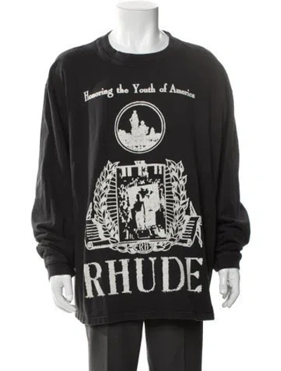 Pre-owned Rhude Graphic Print Crew Neck T-shirt In Black
