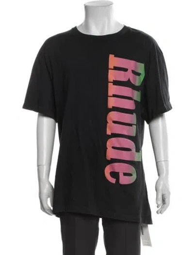 Pre-owned Rhude Graphic Print Crew Neck T-shirt In Black