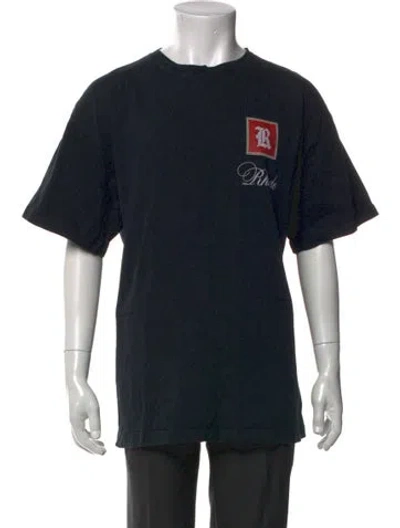 Pre-owned Rhude Graphic Print Crew Neck T-shirt In Black