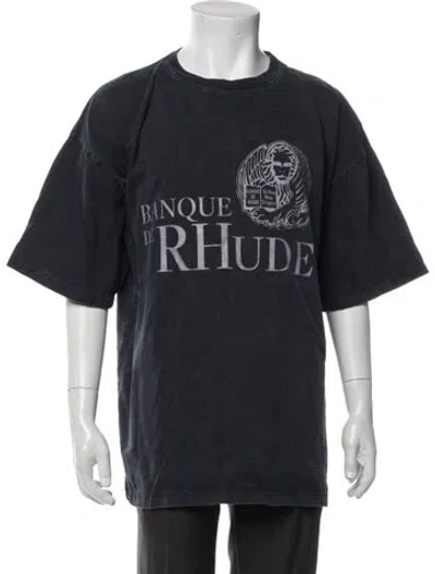 Pre-owned Rhude Graphic Print Crew Neck T-shirt In Black