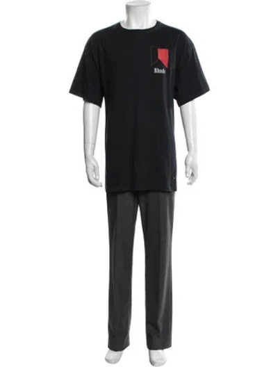 Pre-owned Rhude Graphic Print Crew Neck T-shirt In Black
