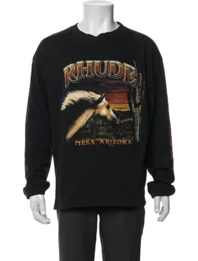 Pre-owned Rhude Graphic Print Crew Neck T-shirt In Black