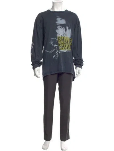 Pre-owned Rhude Graphic Print Crew Neck T-shirt In Blue
