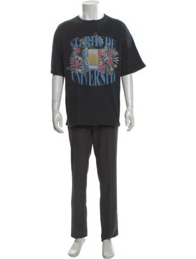 Pre-owned Rhude Graphic Print Crew Neck T-shirt In Blue