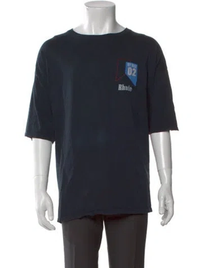Pre-owned Rhude Graphic Print Crew Neck T-shirt In Blue