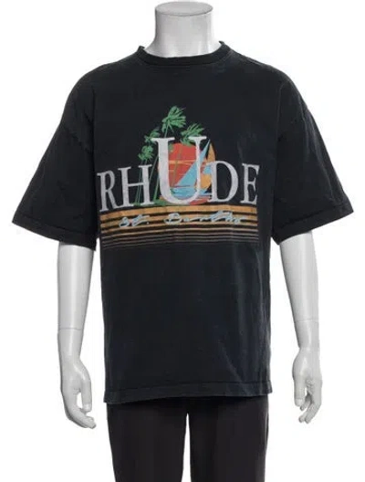Pre-owned Rhude Graphic Print Crew Neck T-shirt In Blue