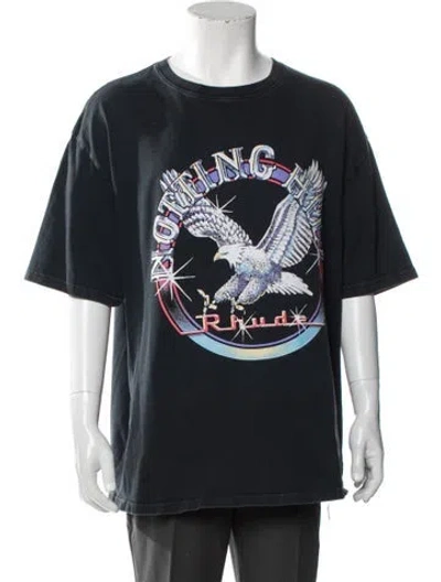 Pre-owned Rhude Graphic Print Crew Neck T-shirt In Blue