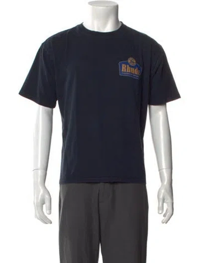 Pre-owned Rhude Graphic Print Crew Neck T-shirt In Blue