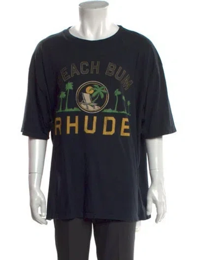 Pre-owned Rhude Graphic Print Crew Neck T-shirt In Blue