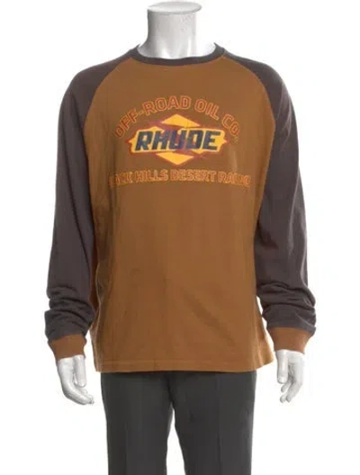 Pre-owned Rhude Graphic Print Crew Neck T-shirt In Brown