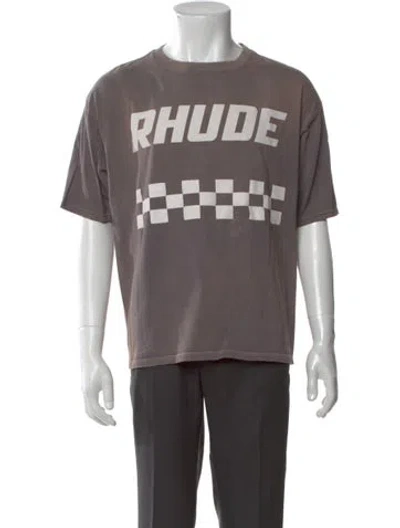 Pre-owned Rhude Graphic Print Crew Neck T-shirt In Gray