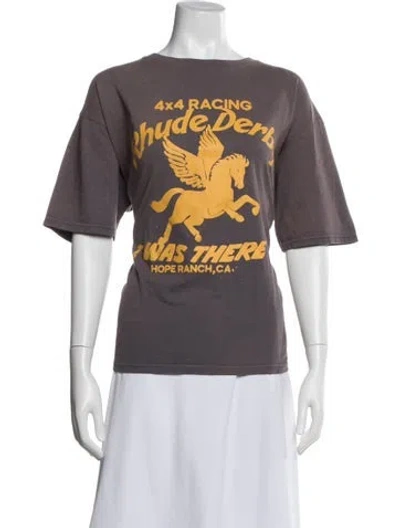 Pre-owned Rhude Graphic Print Crew Neck T-shirt In Gray